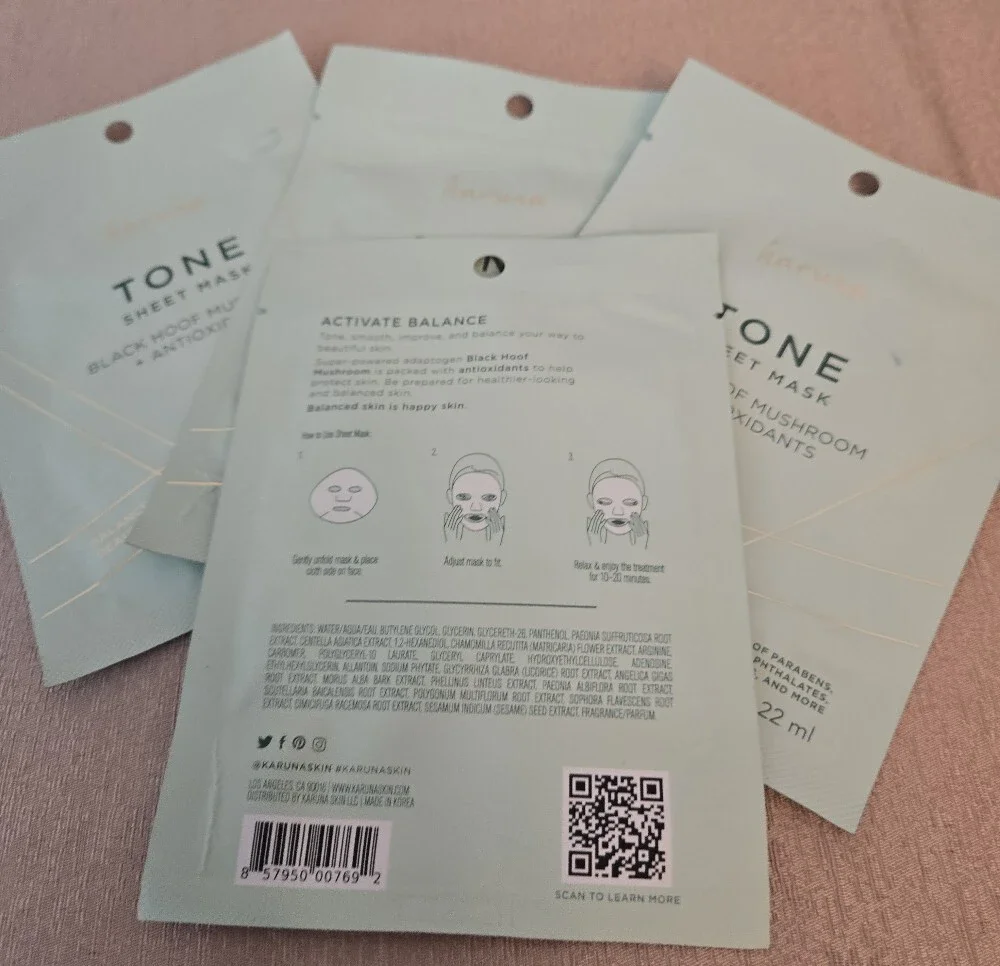 Karuna Tone Sheet Mask Bundle (4 Pack) – Black Hoof Mushroom + Antioxidants